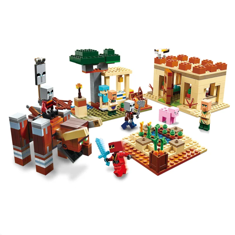

562 Pcs Raid By Disaster Villagers Building Blocks Compatible Minecraftinglys Organ Cave Building Small Particle Assembly Toys