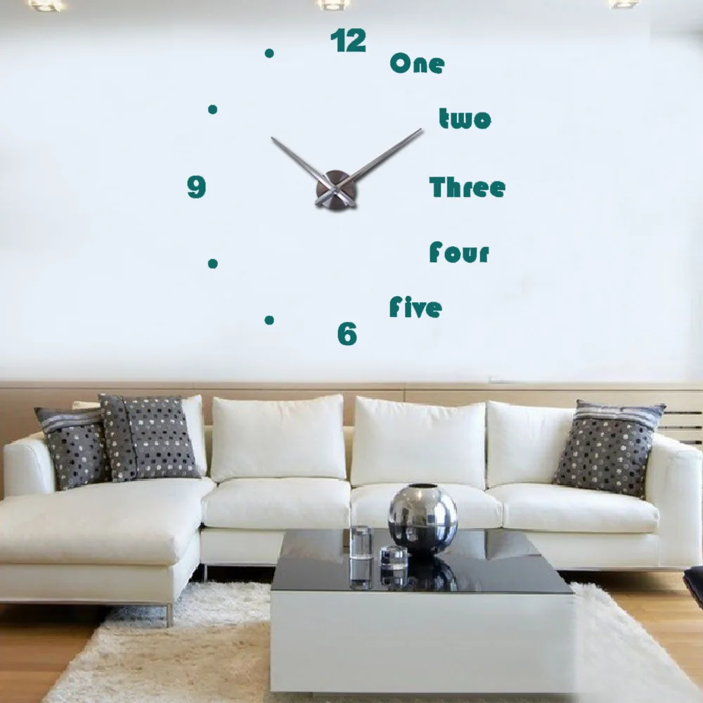 3D Acrylic Mirror Creative Clock Sticken on the Wall DIY Ultra Large Size Simple Wall Clock Living Room Decoration
