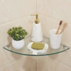 2pcs Glass Corner Shelf Triangle Convenient Useful Bathroom Shelf Wall Organizer Storage Rack for Toilet Bathroom Kitchen A30 4