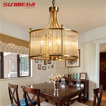 

New Modern Copper Chandelier Wrought LED Chandeliers Lighting Fixtures LED Hanging Lamp With Glass Shade For Living Room