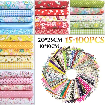 

25x25/50x50cm Cotton Fabric Printed Cloth Sewing Quilting Fabrics for Patchwork Needlework DIY Handmade Material 7/15/50/100pcs