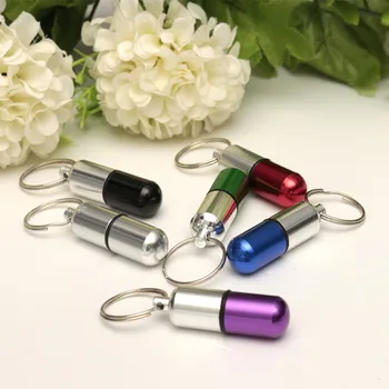 

Portable Aluminum Key Chain Medicine Pill Bottle Box Aluminum Storage Case Medicine Container box