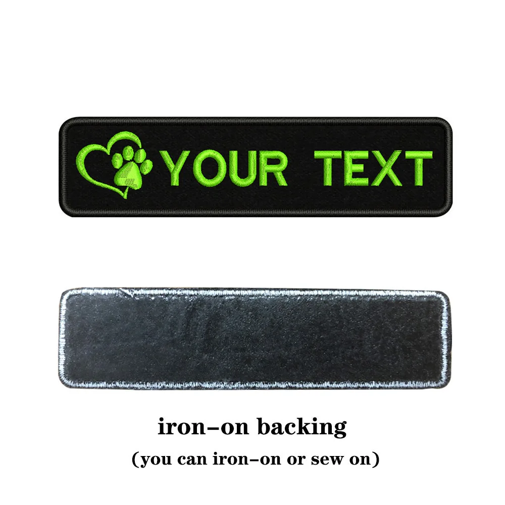 light green-iron on Вышивка на заказ собака отпечаток имя заплатка с текстом 10 см* 2,5 см значок Утюг на или липучке Подложка для одежды брюки рюкзак шляпа - Цвет: light green-iron on