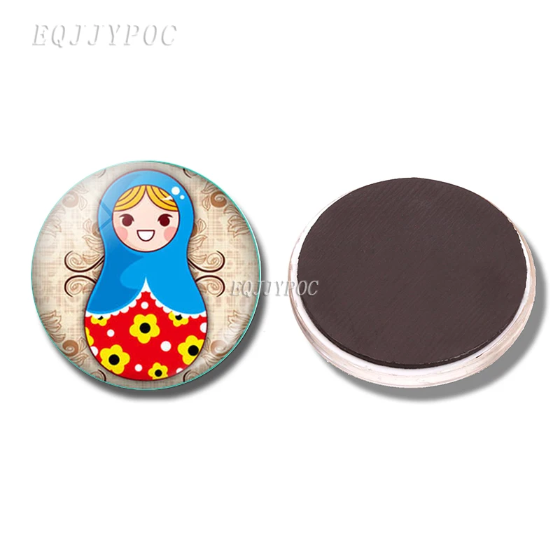 as shown Русская кукла магнит на холодильник Babushka Матрешка мультфильм 1 шт. стекло кабошон холодильник магнитные наклейки украшения - Цвет: as shown