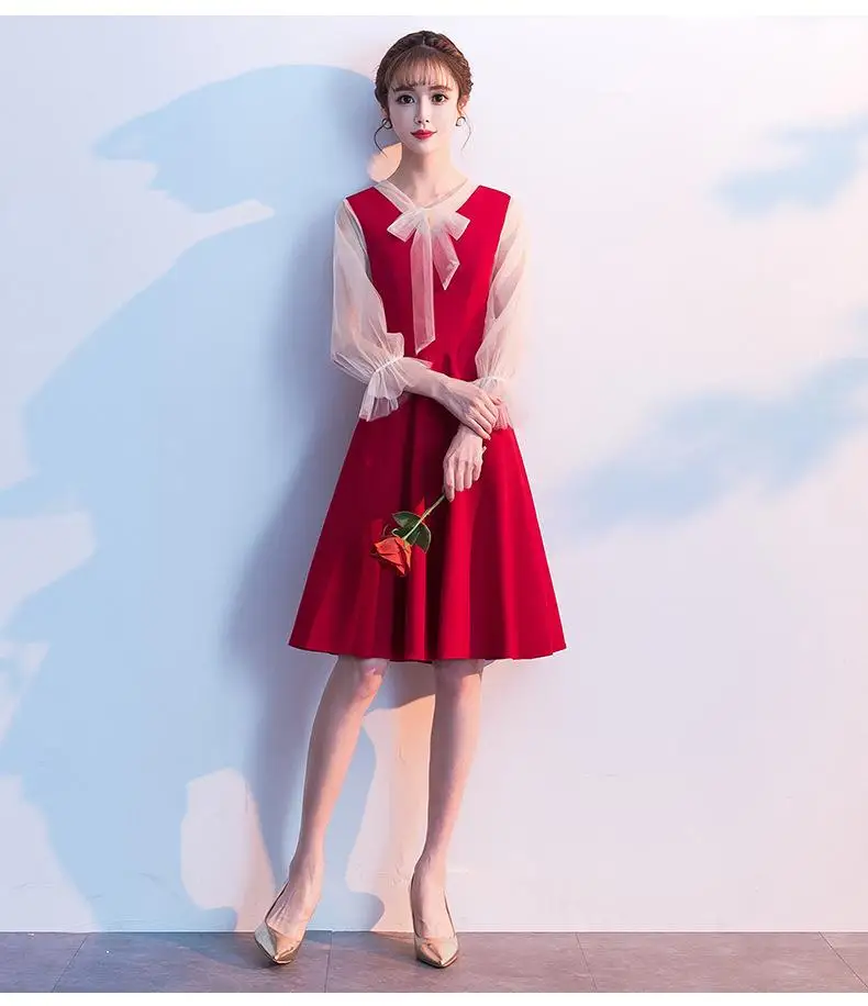 Формальное мусульманское платье красное простое Vestido De Noche реальное фото Официальное Платье женское элегантное ТРАПЕЦИЕВИДНОЕ вечернее платье с v-образным вырезом