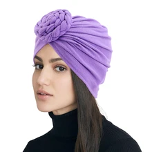 

New Ladies Braided Top Knotted Turban Headscarf Hijab Women Islamic Inner Hijab Caps Head Wraps Hat Turbante Headdress