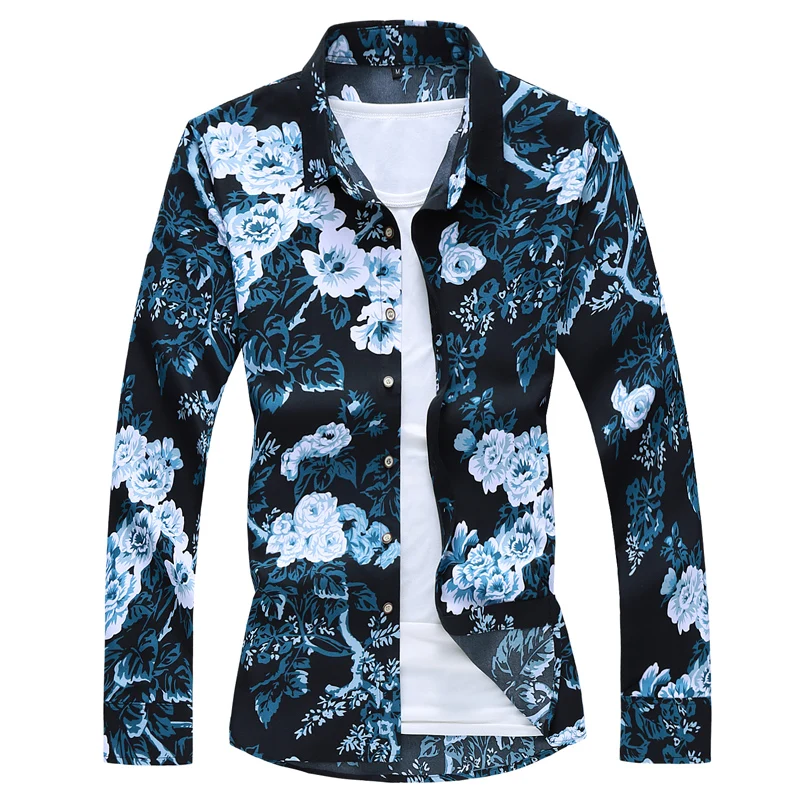 2019 Autumn Spring Clothes Shirt Men Long Sleeves Big Size M-5XL 6XL 7XL Print Hawaiian Beach Casual Floral Shirt For Man 2019 Autumn Spring Clothes Shirt Men Long Sleeves Big Size M-5XL 6XL 7XL Print Hawaiian Beach Casual Floral Shirt For Man