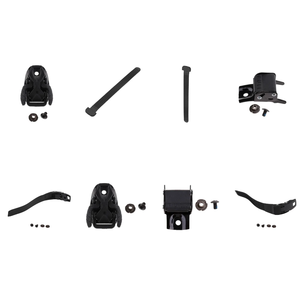 2 Set Inline Roller Skate Shoes Energy Strap Tie T Shape Spider Buckle Clasp Clip with Screws black