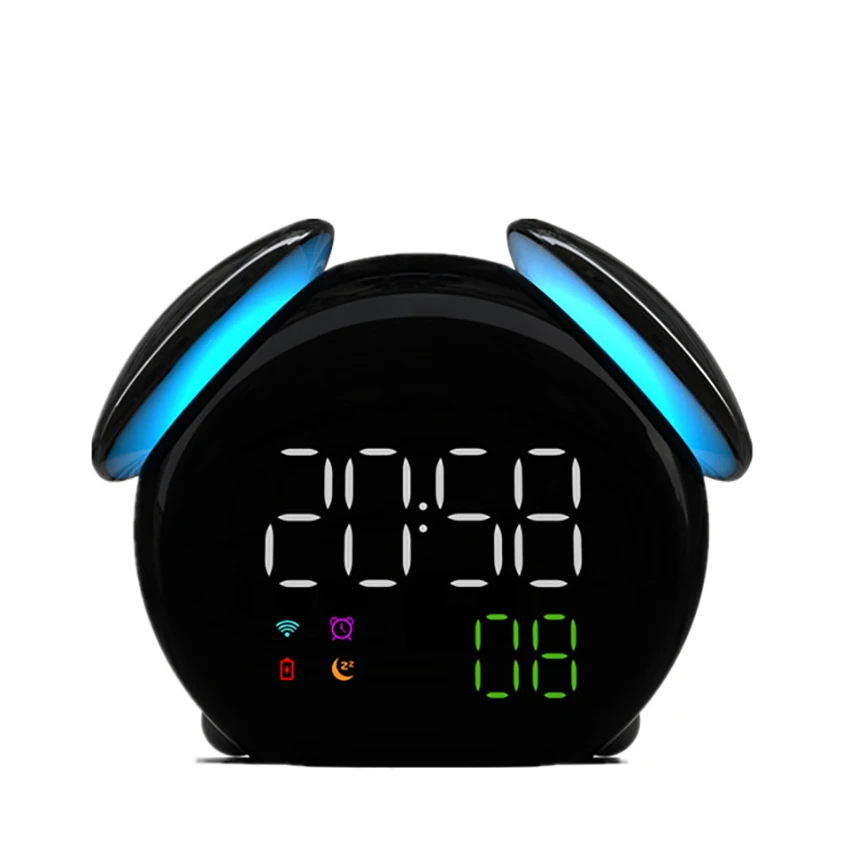 Bedside Clock with Color-Changing Light GuDoQi Kids Alarm Clock USB Rechargeable Wake Up Digital Alarm Clock with Snooze Non Ticking Dual Alarms Clock with 10 Minutes Sleep Timer 