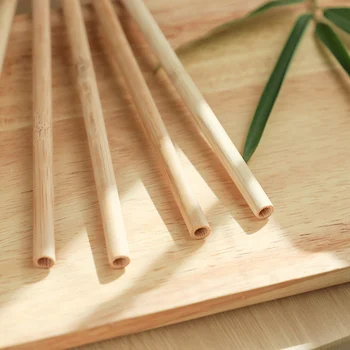 

12pcs Bamboo Drinking Straws with Cleaning Brush Set Reusable Eco-Friendly Party Kitchen Bar Drinking Straws