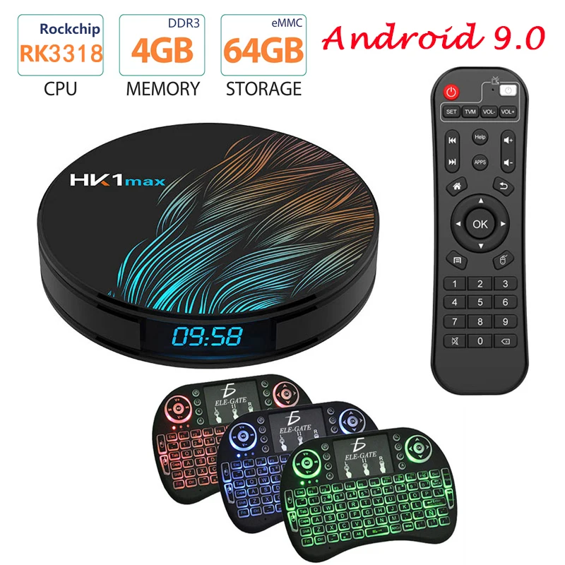 HK1 Max Smart tv Box Android 9,0 4 Гб 64 Гб RK3318 4K 5,8 Wifi BT Netflix Youtube Google Play телеприставка медиаплеер PK H96 max