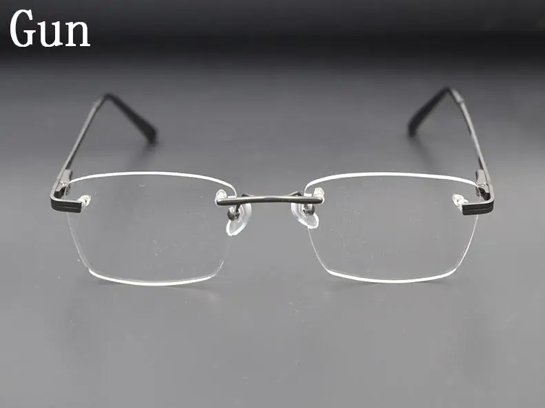 Унисекс прямоугольные очки без оправы для близорукости, оправы для женщин и мужчин, Металлические Модные прозрачные очки, Настраиваемые линзы по рецепту N5 - Цвет оправы: 4