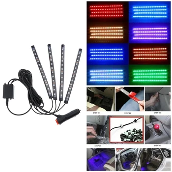 

APP Control RGB 12 LED Glow Interior Kit Under Dash Footwell Inside Seats Light