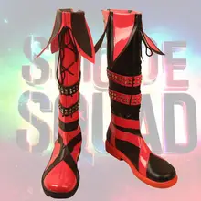Ботинки Харли Куинн для косплея «отряд самоубийц 2»; обувь для костюмированной вечеринки «Харли Куинн»; красные кожаные ботинки на заказ; Любой Размер