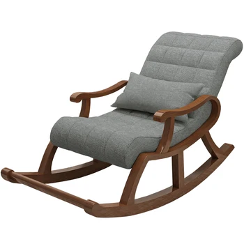 

Nordic wood rocking chair recliner elderly chair adult rocking chair lazy couch leisure balcony easy chair home