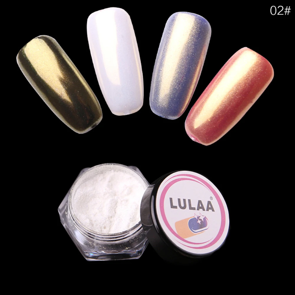 Lulaa 1 коробка Волшебная зеркальная пудра для ногтей перламутровая втирка для ногтей пыль маникюр Дизайн ногтей Блеск хром порошок украшения для ногтей TSLM1 - Цвет: 02