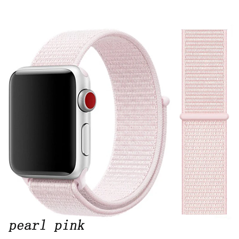 Ремешок для apple watch 5 4 ремешок 44 мм 40 мм Correa 42 мм 38 мм iwatch 5 4 3 2 нейлоновый браслет pulseira ремешок для часов - Цвет ремешка: pearl pink