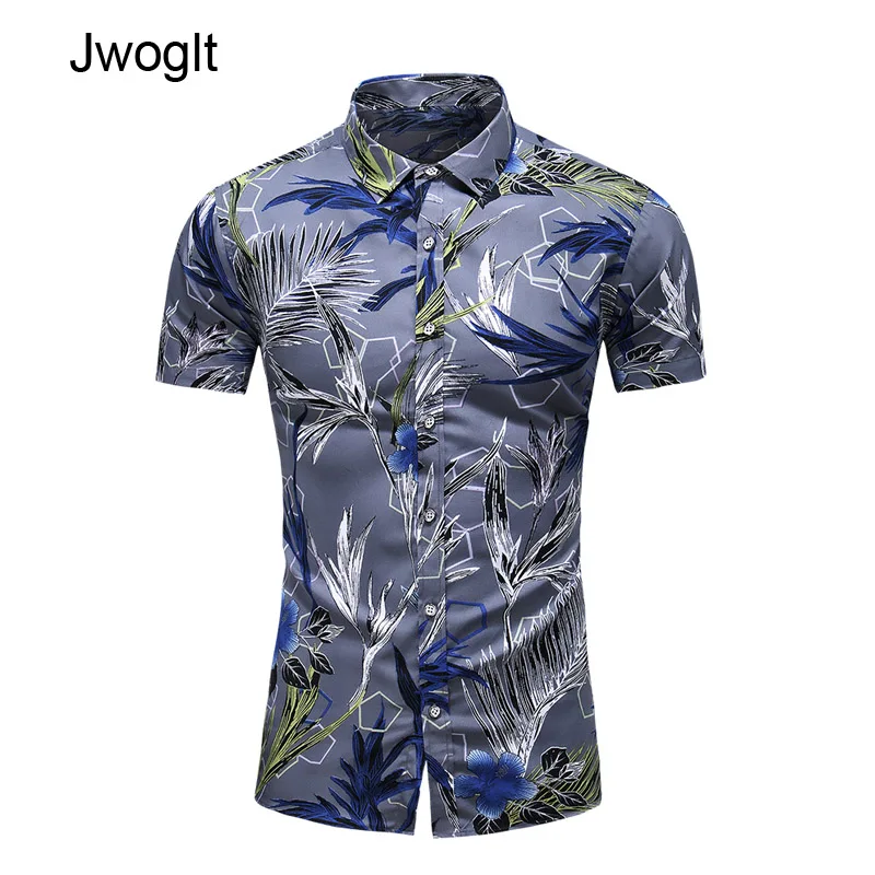 Гавайская рубашка для мужчин Цветочная блузка стандартного кроя с коротким