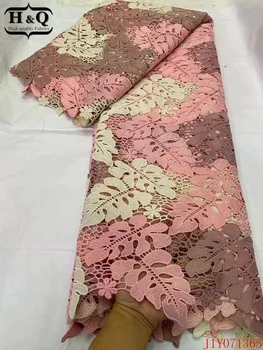 

H&Q african cord lace mesh fabric 2020 high quality embroidered nigerian guipure lace water soluble fabric 5 yards/pcs for dress