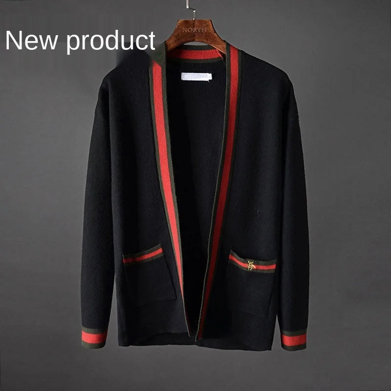 

Autumn 2020 New European and American Popular High-quality Knitted Cardigan Men 's Korean -Style Casual Loose Sweater Short Coat