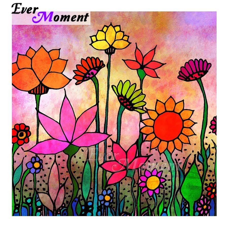 Алмазная живопись Ever Moment ручная работа цветной цветок полный квадрат 5D алмазная