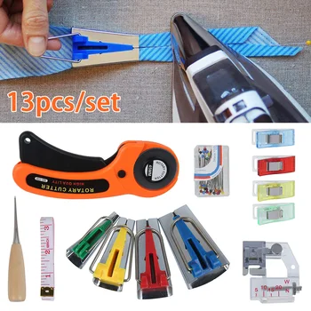 

13Pc Sewing Accessories Fabric Bias Binding Tape Maker Sewing Kit 6/12/18/25MM Tapes Awl Clips Pins DIY Sewing Quilting Tool Set