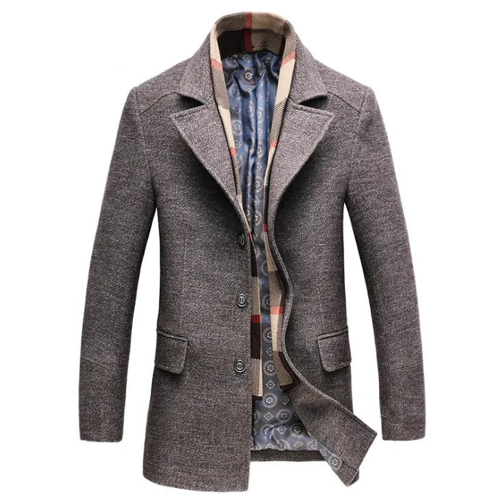 Dropshipping new spring autumn Men's Casual Wool Trench Coat Fashion Business Long Thicken Slim Overcoat Jacket Male Peacoat Dropshipping new spring autumn Men's Casual Wool Trench Coat Fashion Business Long Thicken Slim Overcoat Jacket Male Peacoat