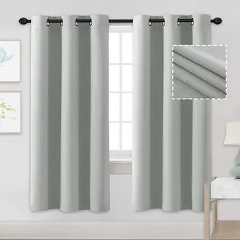 CDIY Blackout Short Curtains for Bedroom Living Room Insulation Kitchen Window Treatments Small Curtains Solid Color Drapes 1