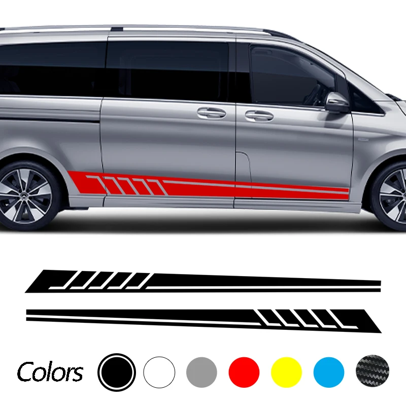 

Car Stickers Side Door Auto-Styling Sports Long Stripe With DIY Vinyl Film Accessories For Mercedes V Class Vito Viano 2PCS