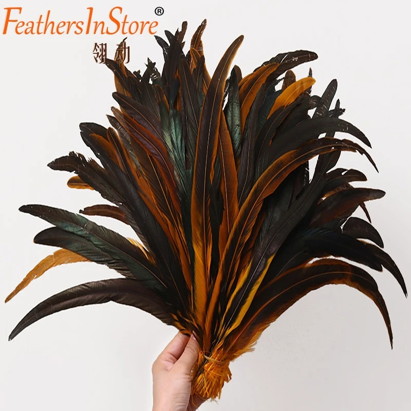 100pcs 12-14inch dyed rooster feather tails 30-35cm coque tail feathers for carnival art accessories