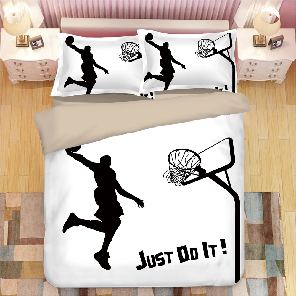 

New Customized Basketball Player 3 Pieces Polyester Bedding Sets Duvet Cover Printing Beddings set Twin Queen King Size In Stock