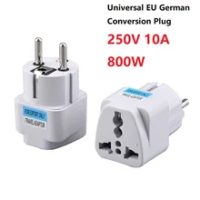 Universal da ue alemão conversão plug adaptador europeu alemanha austrália chinês 250v 10a 800w tomada de energia viagem conversão plug
