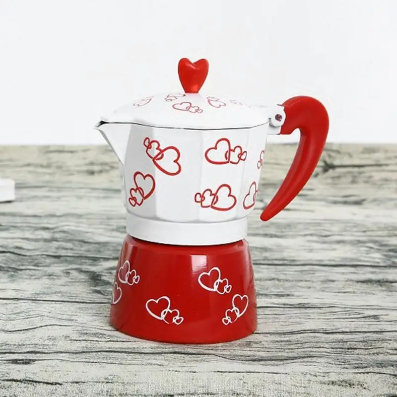 Кофейник Moka кофейник романтическое красное сердце алюминиевый сплав эспрессо мокко кофейный набор кастрюль Перколятор кофейник инструменты