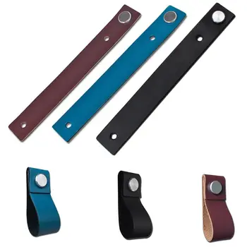 

Faux Leather Handmade Cabinet Door Handle Vintage Dresser Drawer Pulls Knob with Screw DIY Furniture Hardware Accessory