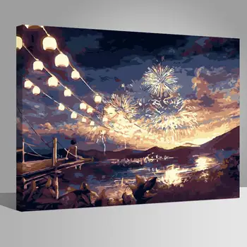 

RIHE Lake Scenery DIY Oil Painting By Numbers kit for kid,Framed Wall Picture,Canvas Paint By Numbers Home Decor Picture 40x50cm