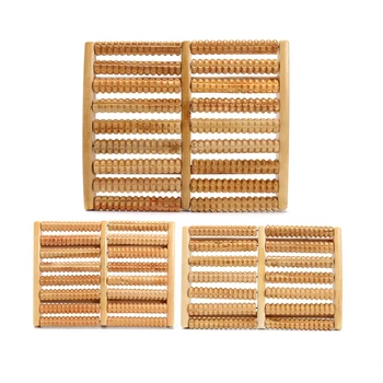 

Wooden Foot Roller Wood Care Massage Reflexology Relax Relief Massage, 9 Rows (Big Size&Two Feet)