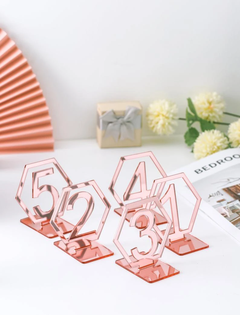 Rose Gold Wedding Table Numbers Acrylic Table Numbers Wedding Table Decor