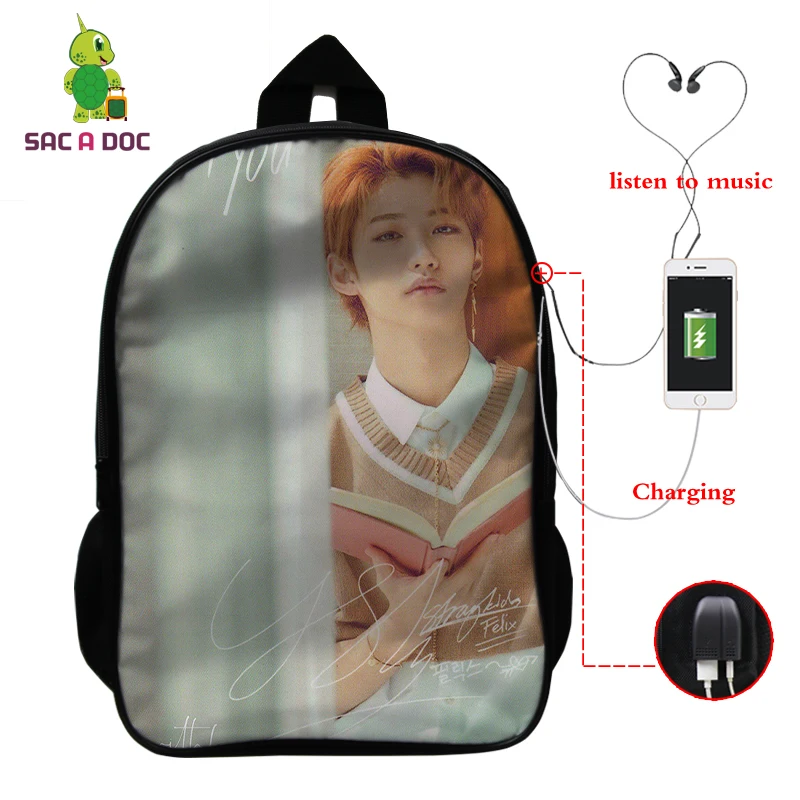 Mochila Kpop рюкзак для детей женский многофункциональный USB зарядка латоп рюкзак школьные сумки для подростков девочек мальчиков рюкзак для путешествий - Цвет: 23