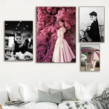 

Audrey Hepburn Fashion Poster Canvas Art Print Wall Pictures for Living Room No Frame