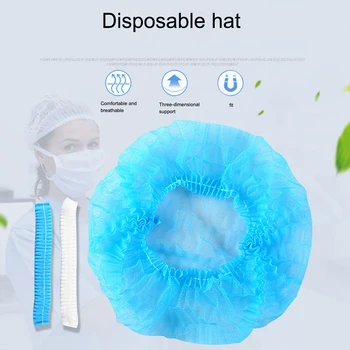 

100pcs Disposable Shower Cap Waterproof Spa Salon Hotel Travel Elastic Bathroom Shower Cap Chef Dust Cap For Home Cleaning Use