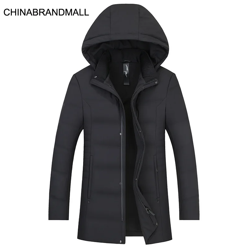 

Winter Men Plus Fat Plus Size Medium Length Money With Cap Down Jacket Young Men Fat Man Business Leisure Coat
