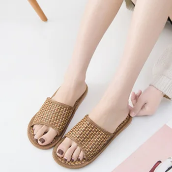 

Women Weave Slippers Summer Woman Cane Non-Slip Fashion Shoes Female Indoor Flats 2020 Women's Fashion Footwear Plus Size