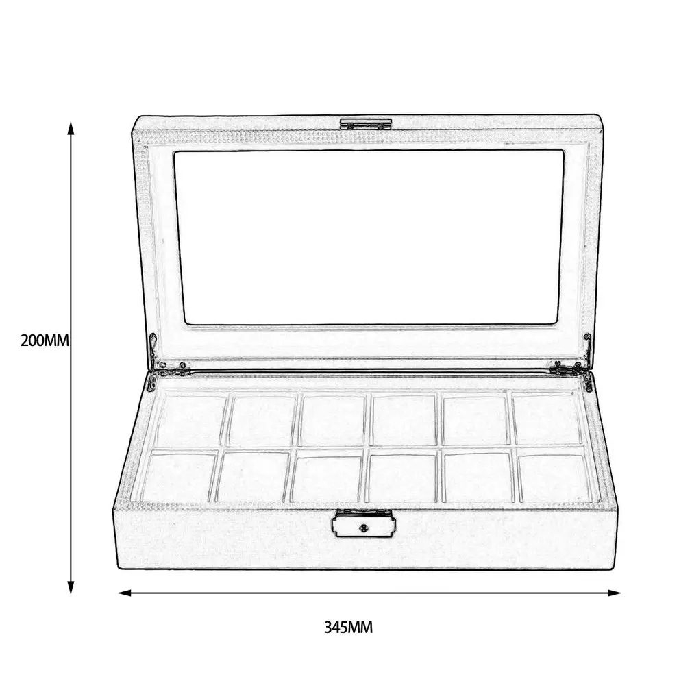 Держатель для наручных часов, 12 сеток, коробка для часов, черное углеродное волокно, внешняя часть из искусственной кожи, внутри, подушка, чехол для часов, органайзер для хранения