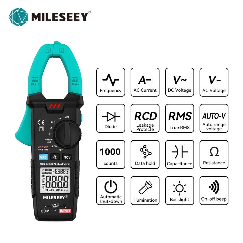 Mileseey NCV Digital Multimeter Auto Ranging AC/DC voltage meter Flash light Back light Large Screen starrett vernier caliper Measurement & Analysis Tools