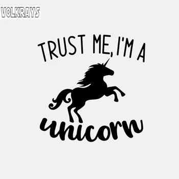 

Volkrays Fashion Car Sticker Trust Me I'm A Unicorn Accessories Reflective Waterproof Vinyl Decal Black/Silver/white,13cm*13cm