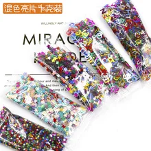 10g diy material de enchimento cor misturada estrela de cinco pontas alfanumérica floco de neve sequin jóias fazendo