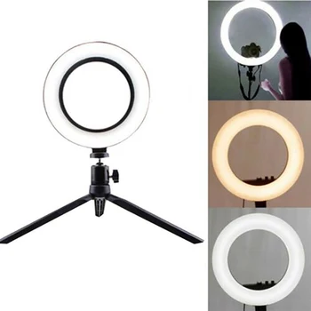 

Photography Dimmable LED Selfie Ring Light Youtube Video Live 4000K-6000K Photo Studio Light With Tripod For iPhone Smartphone