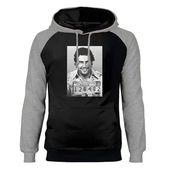 

Pablo Emilio Escobar Gaviria Hoodies Sweatshirts Men Slim Gray Raglan Hooded Sweatshirt 2020 Winter Autumn Fleece Streetwear
