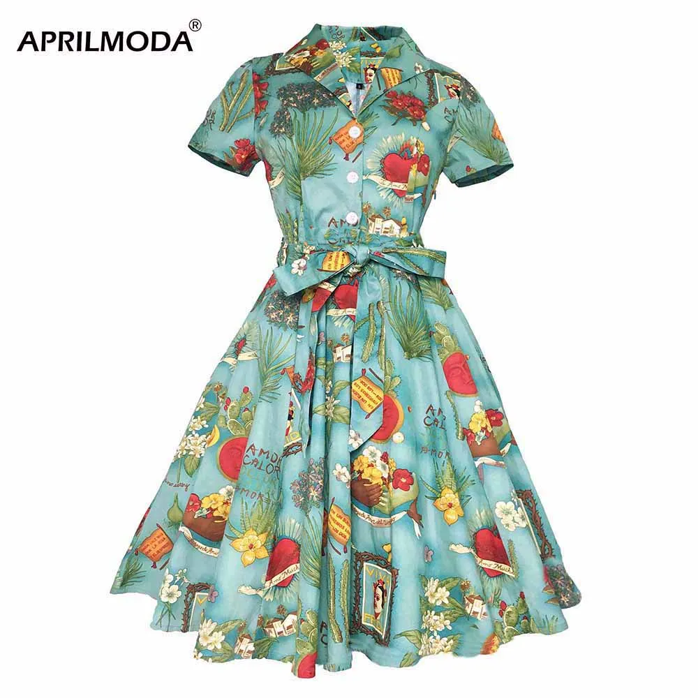 

Audrey Hepburn Winter Dress 2019 Jurken Green Big Swing Party Gowns Retro Vintage Short Sleeve 40s 50s 60s Rockabilly Dresses