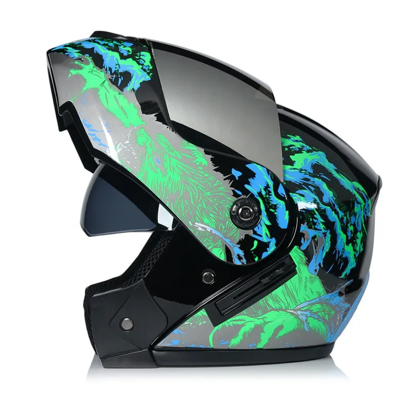 

2019 New Flip Up Motorcycle Helmet Modular Casque Moto Cycling Helmets Full Face Double Lens Safety Racing Helmet